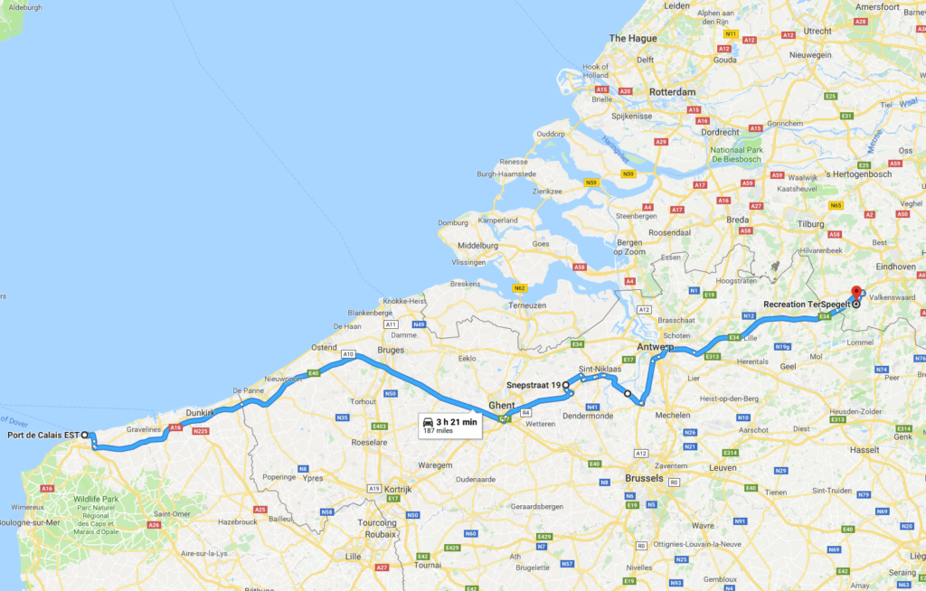 Calais to TerSpegelt map